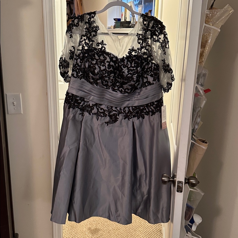 Elegant Black and Gray Lace Dress